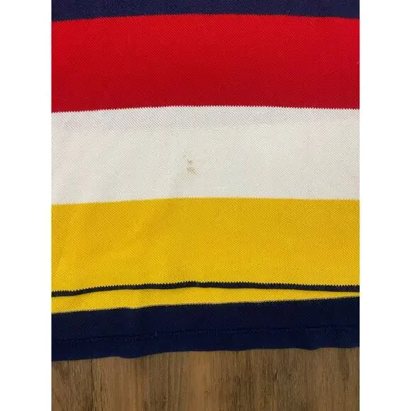 VTG Polo Ralph Lauren striped waffle thermal knit rugby short sleeve shirt XL - Picture 5 of 5